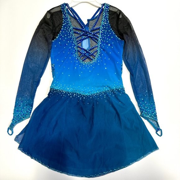 New Figure Skating Dress Size 12 (7~10T) with Hair Scrunchies 125~135cm - Picture 3 of 9